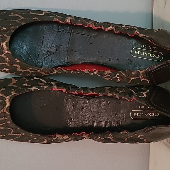 Coach Callie Leopard Print Brown Patent Leather Ballet Flats Shoes Slippers 10B - Picture 8 of 11
